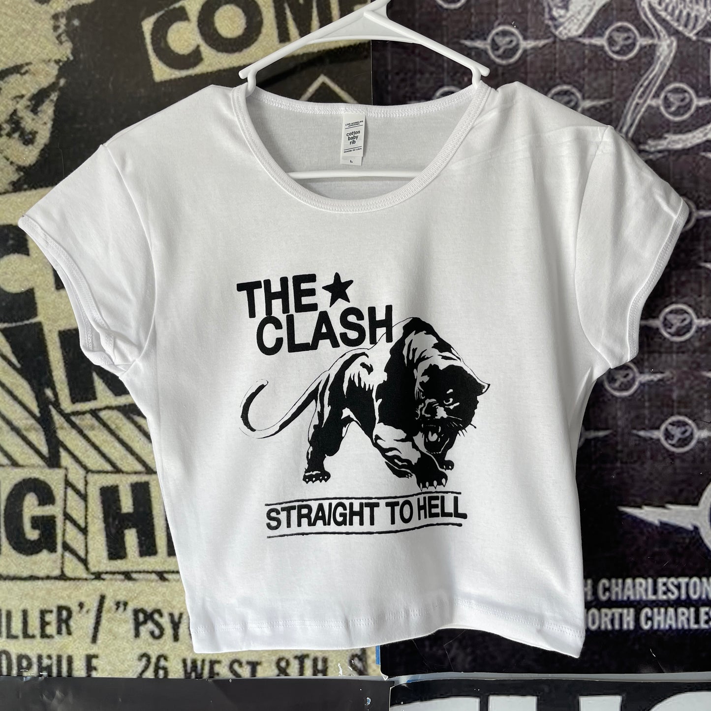 The clash white crop baby tee