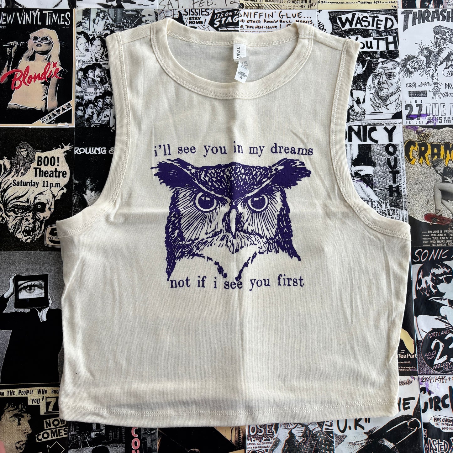 Twin peaks cream/purple tank XL