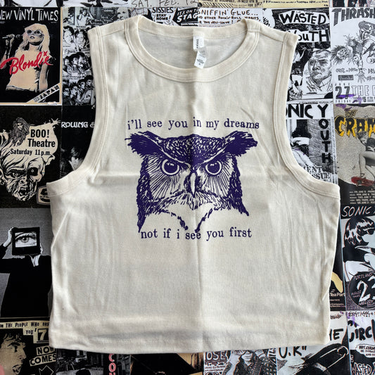 Twin peaks cream/purple tank XL