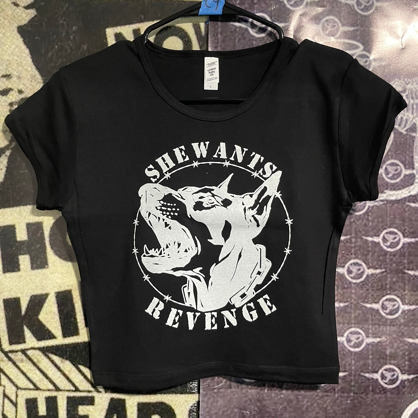 SHE WANTS REVENGE BLACK CROP BABY TEE