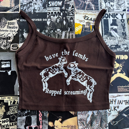 Silence lambs brown crop tank SM/MED