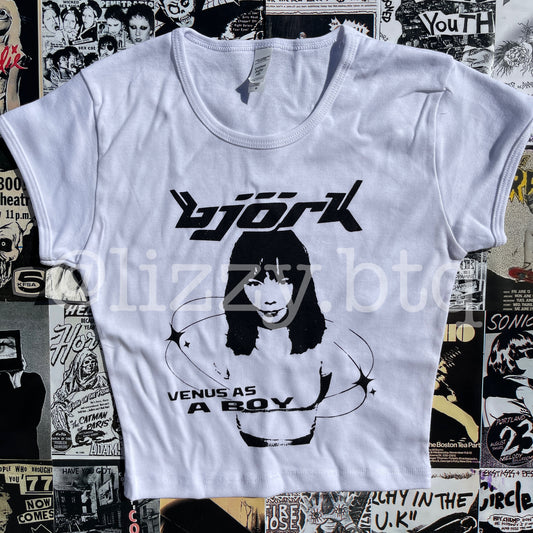 Björk white crop baby tee