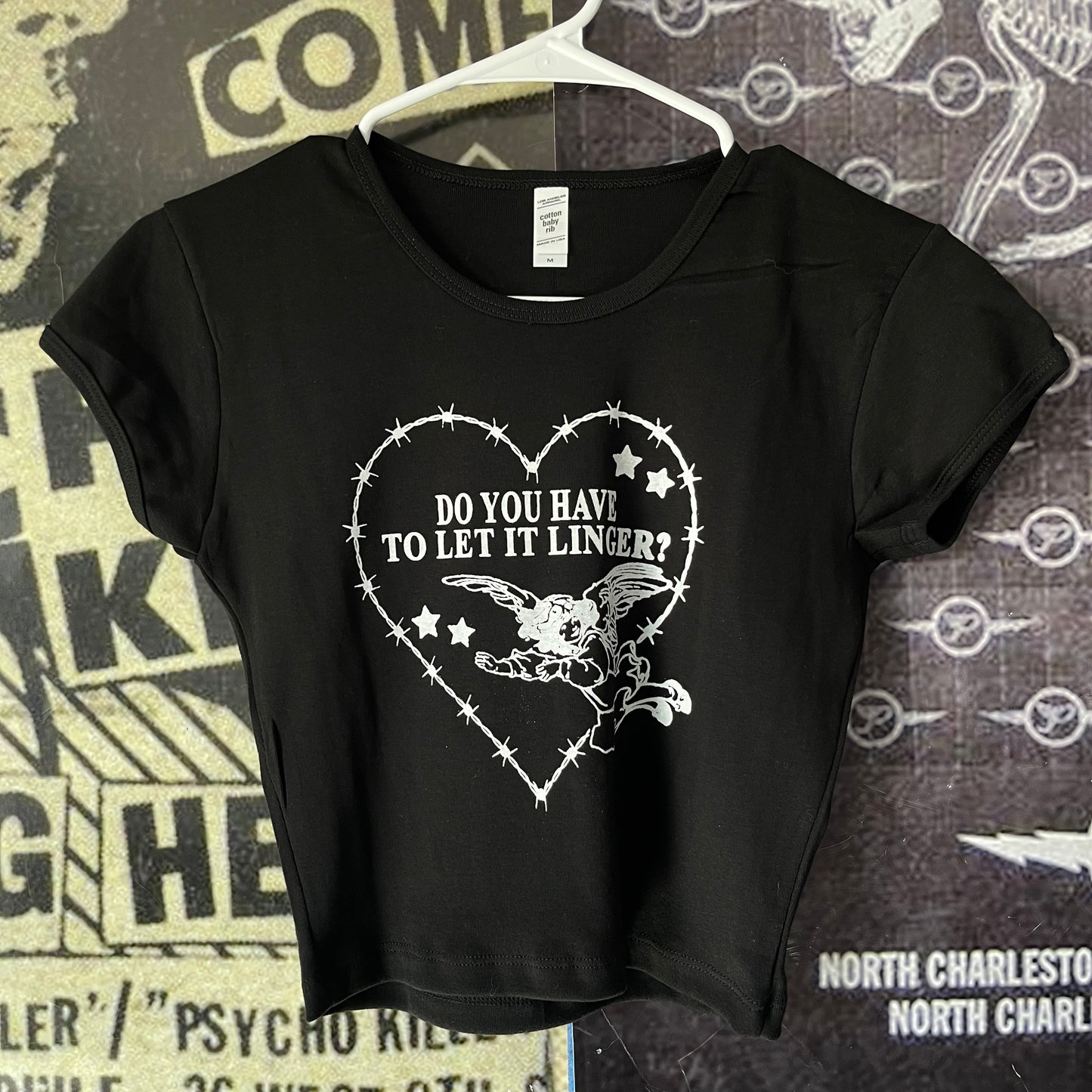 Cranberries linger black crop baby tee