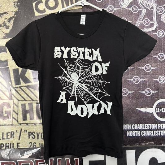 System down webs black long baby tee