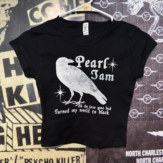 Pearl Jam black crop baby tee