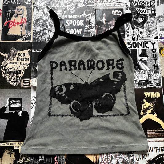 Paramore olive/black tank MEDIUM