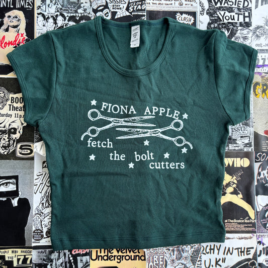 Fiona Apple forest green crop baby tee SM