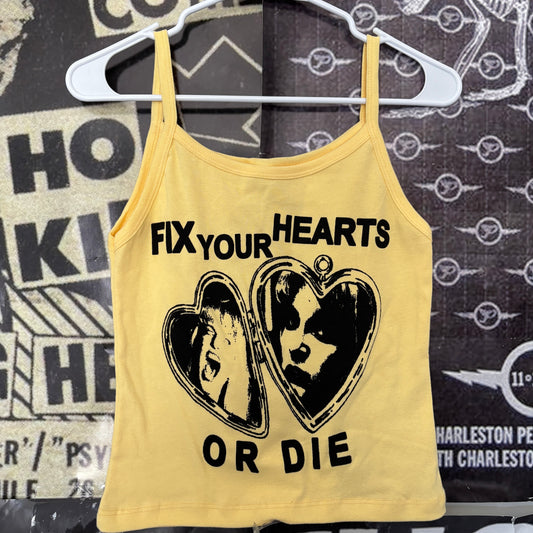 Twin peaks heart yellow baby tank