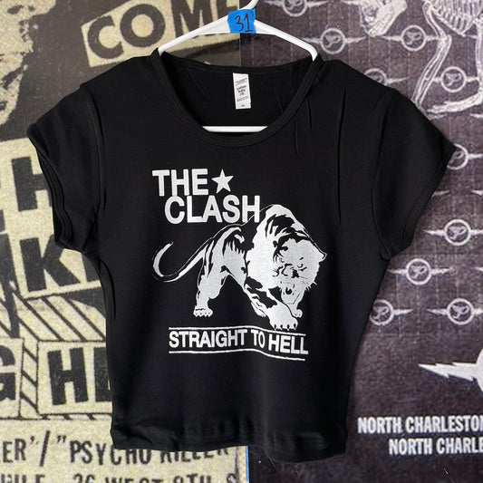 The clash black crop baby tee