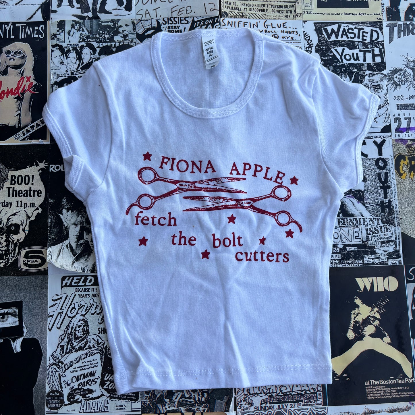 Fiona Apple white/red baby tee XS