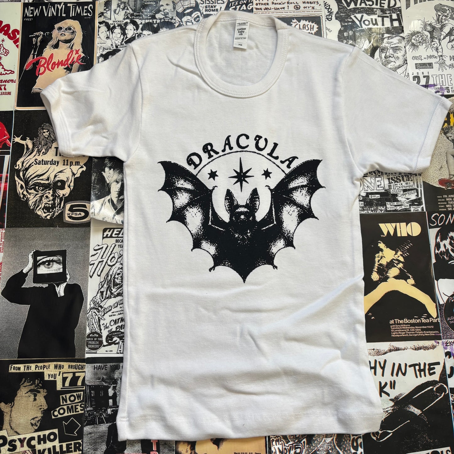 Dracula white long baby tee XS
