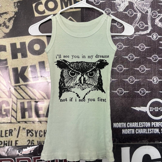 Twin peaks owl mint ribbed tank SM/MED
