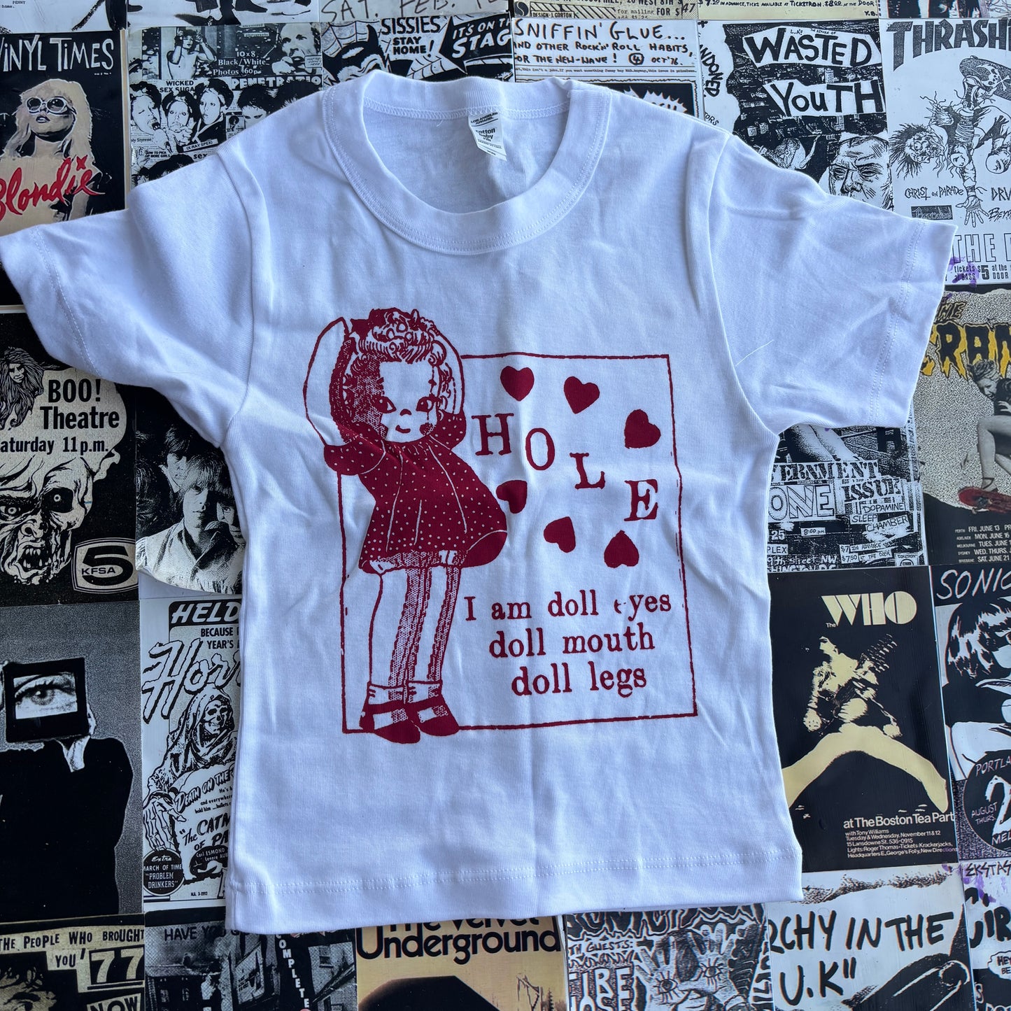 Doll parts white/red baby tee XS