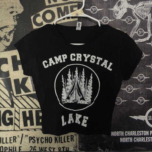 Camp crystal lake black crop baby tee