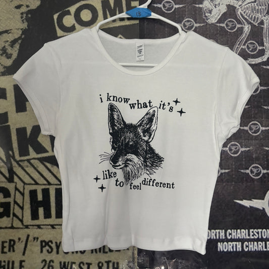Fantastic fox white crop baby tee