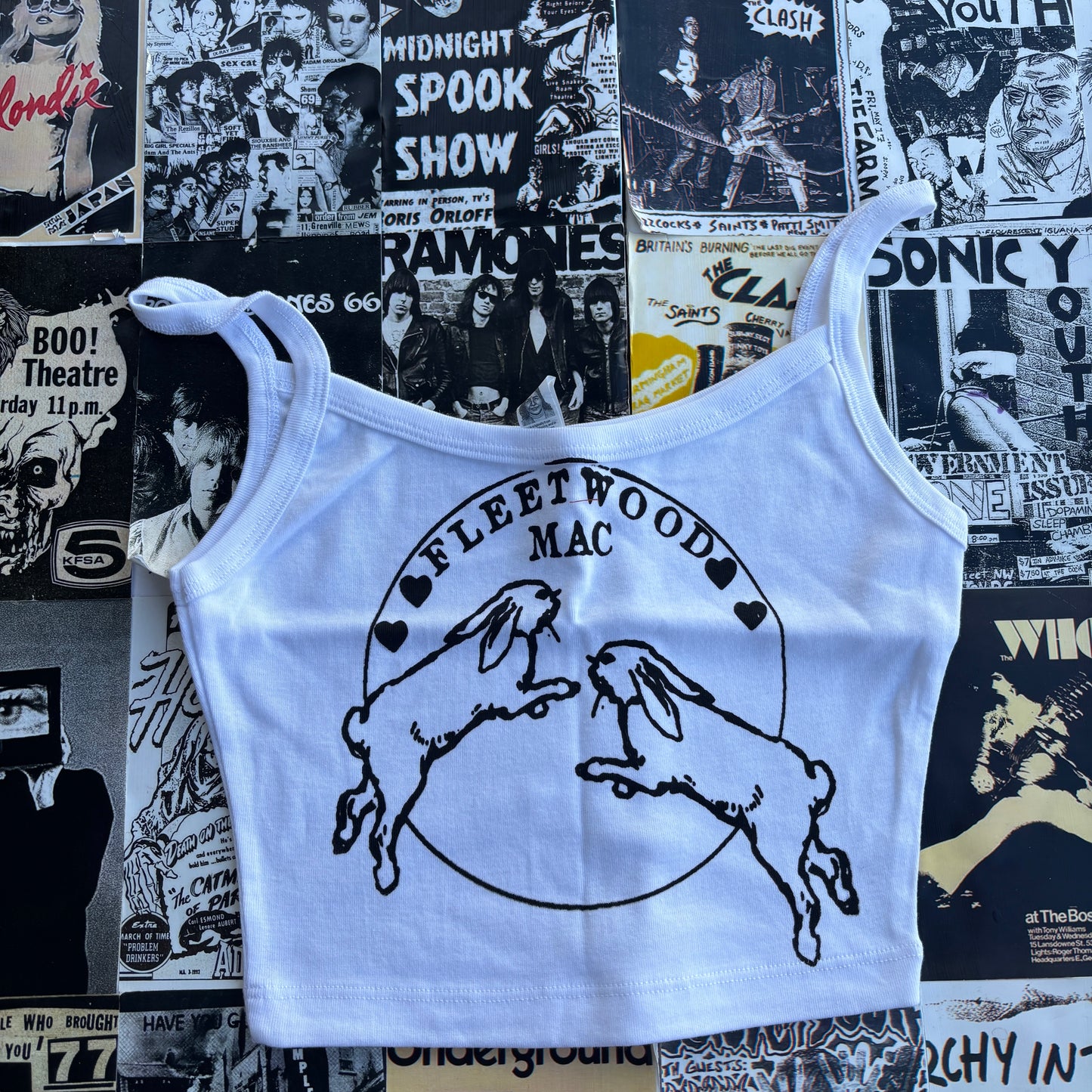 Fleetwood mac white/black crop tank SM/MEDl