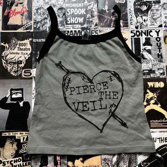 Pierce the veil olive/black tank MEDIUM