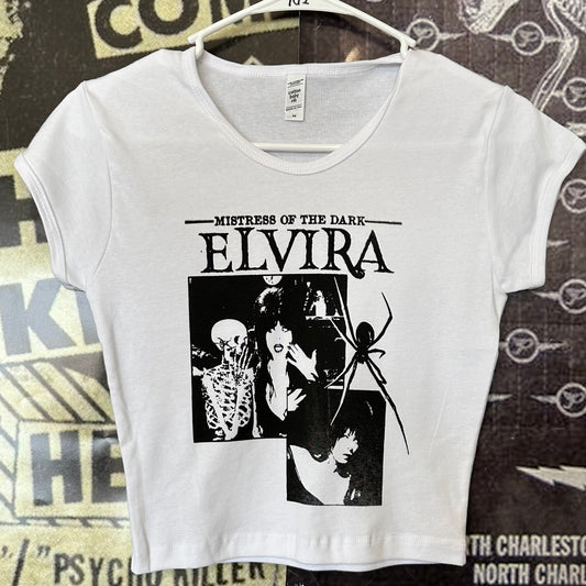 Elvira white crop baby tee