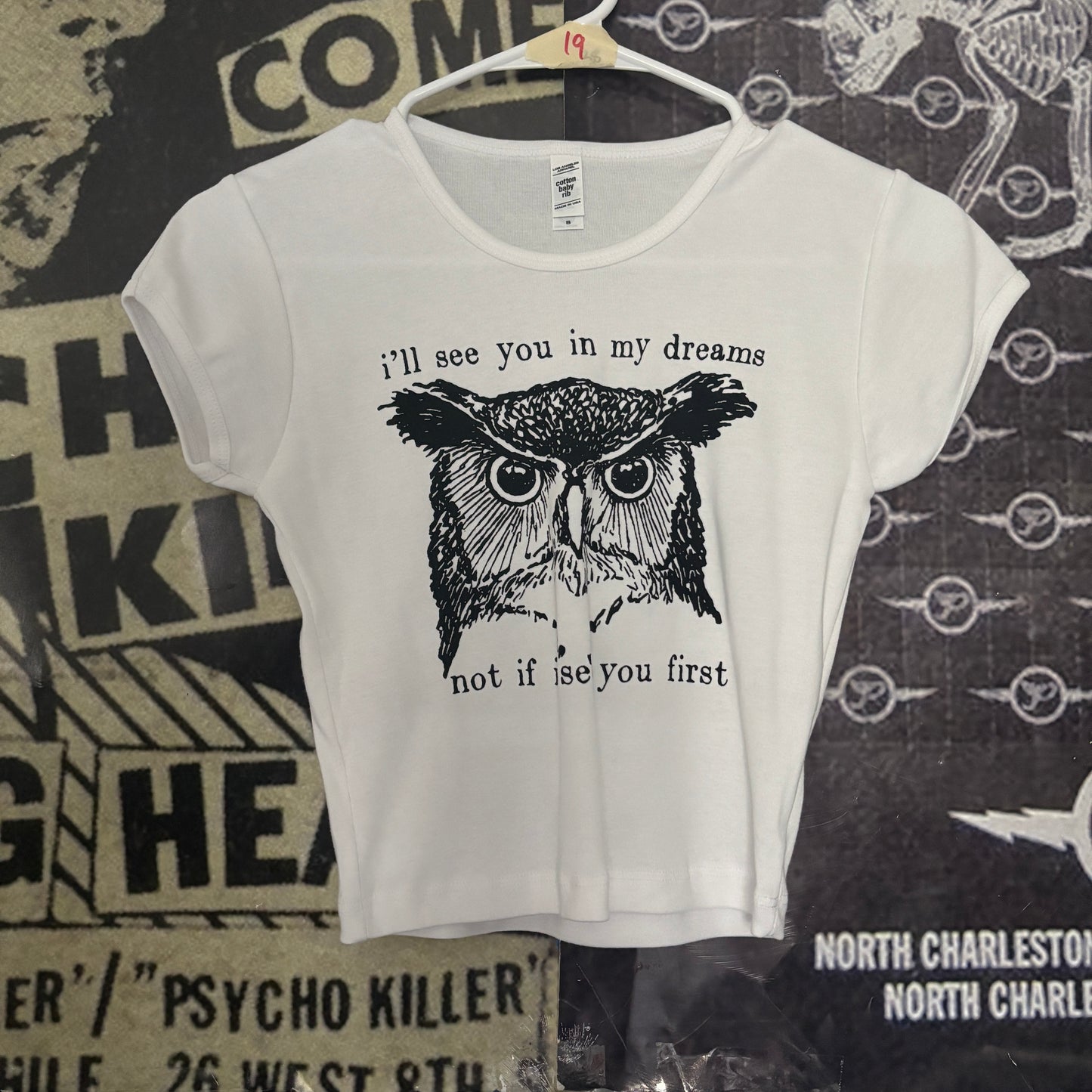 Twin peaks white crop baby tee