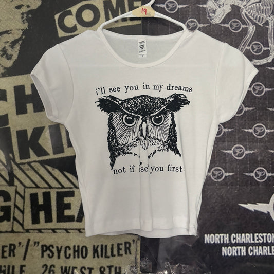 Twin peaks white crop baby tee