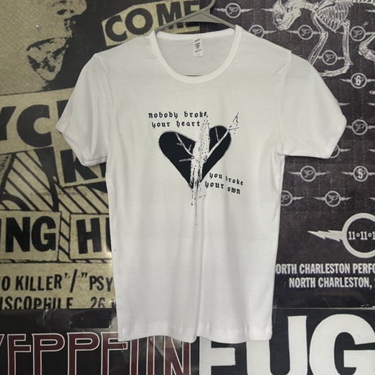 Elliott smith heart white long baby tee