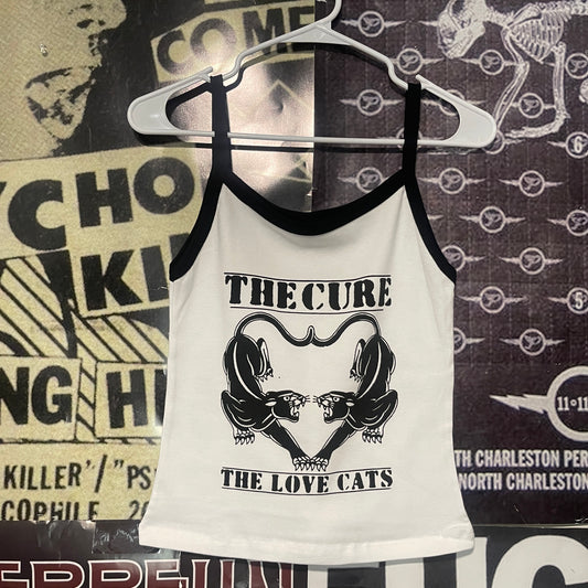 The cure cats black/white baby tank