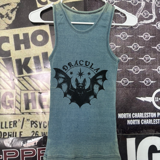 Dracula blue ribbed tank SM/MED