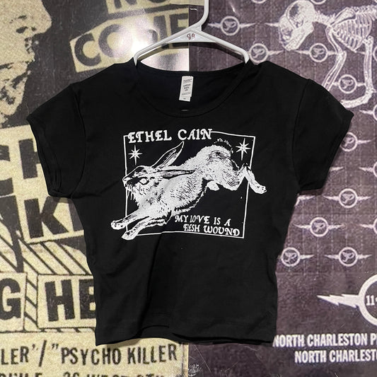 Ethel Cain black crop baby tee