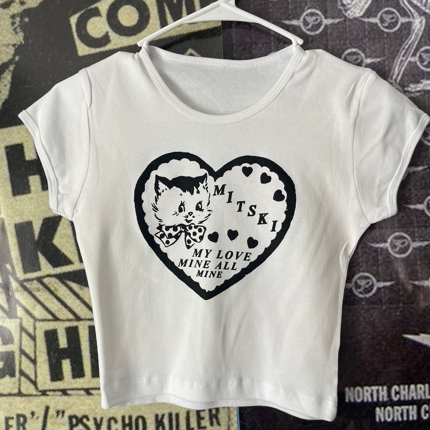 Mitski white crop baby tee