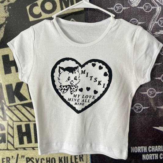 Mitski white crop baby tee