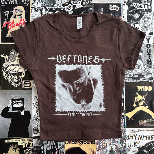 Deftones brown crop baby tee SM