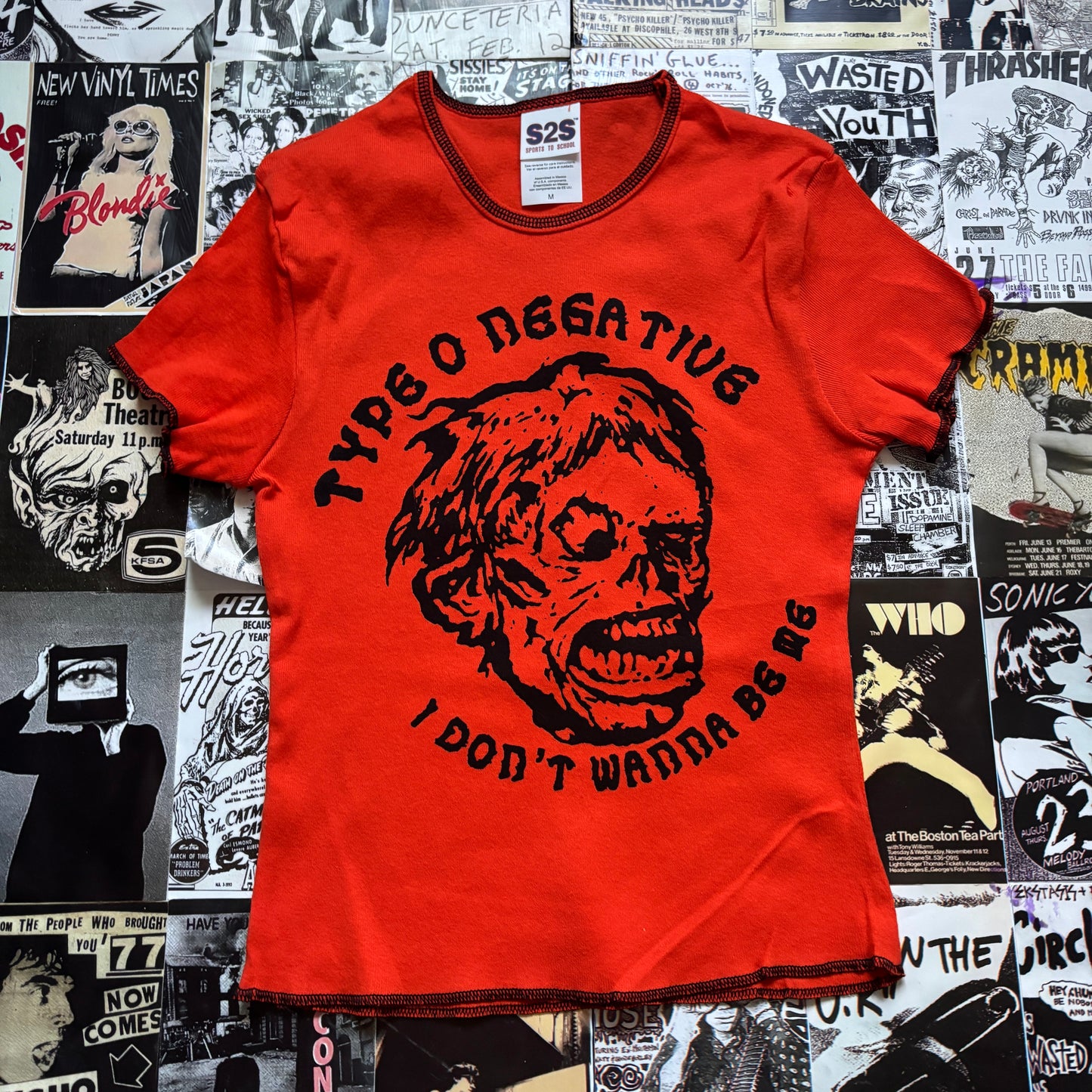Type o negative orange/black baby tee