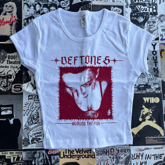 Deftones white/red baby tee XS