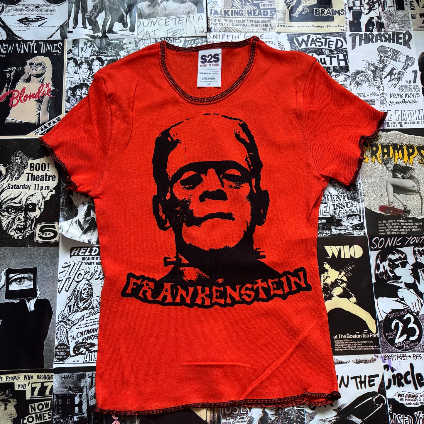Frankenstein orange/black baby tee