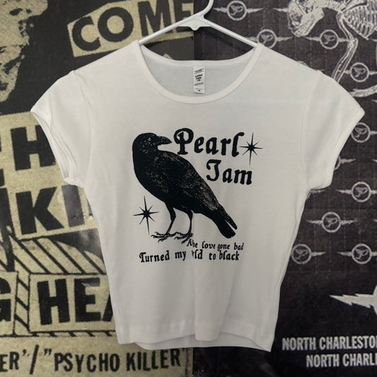 Pearl jam white crop baby tee