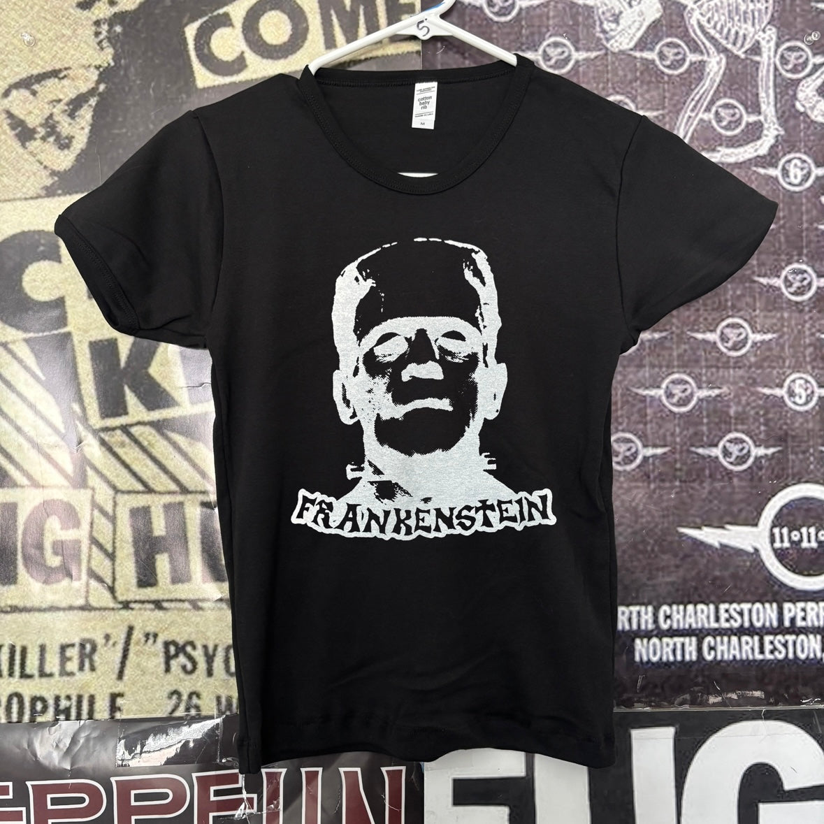 Frankenstein black long baby tee