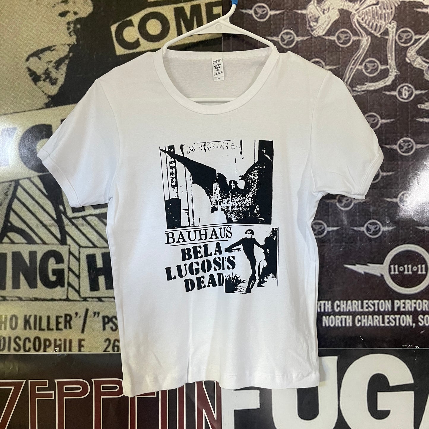 Bauhaus long white baby tee