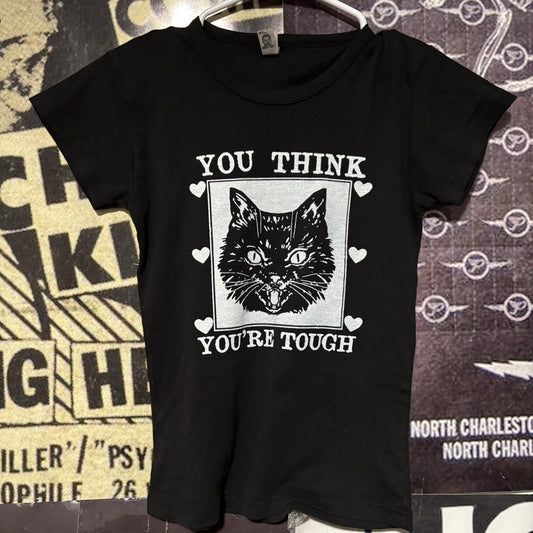 Tough cat b&w babydoll tee