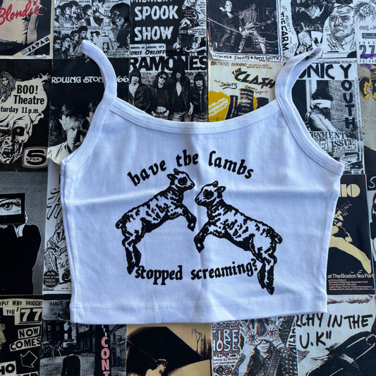 Silence lambs white/black crop tank SM/MED