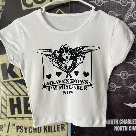 The smiths heaven white crop baby tee