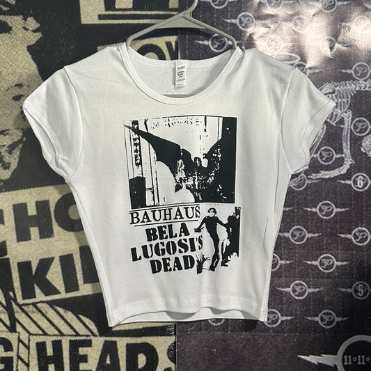 Bauhaus white crop baby tee