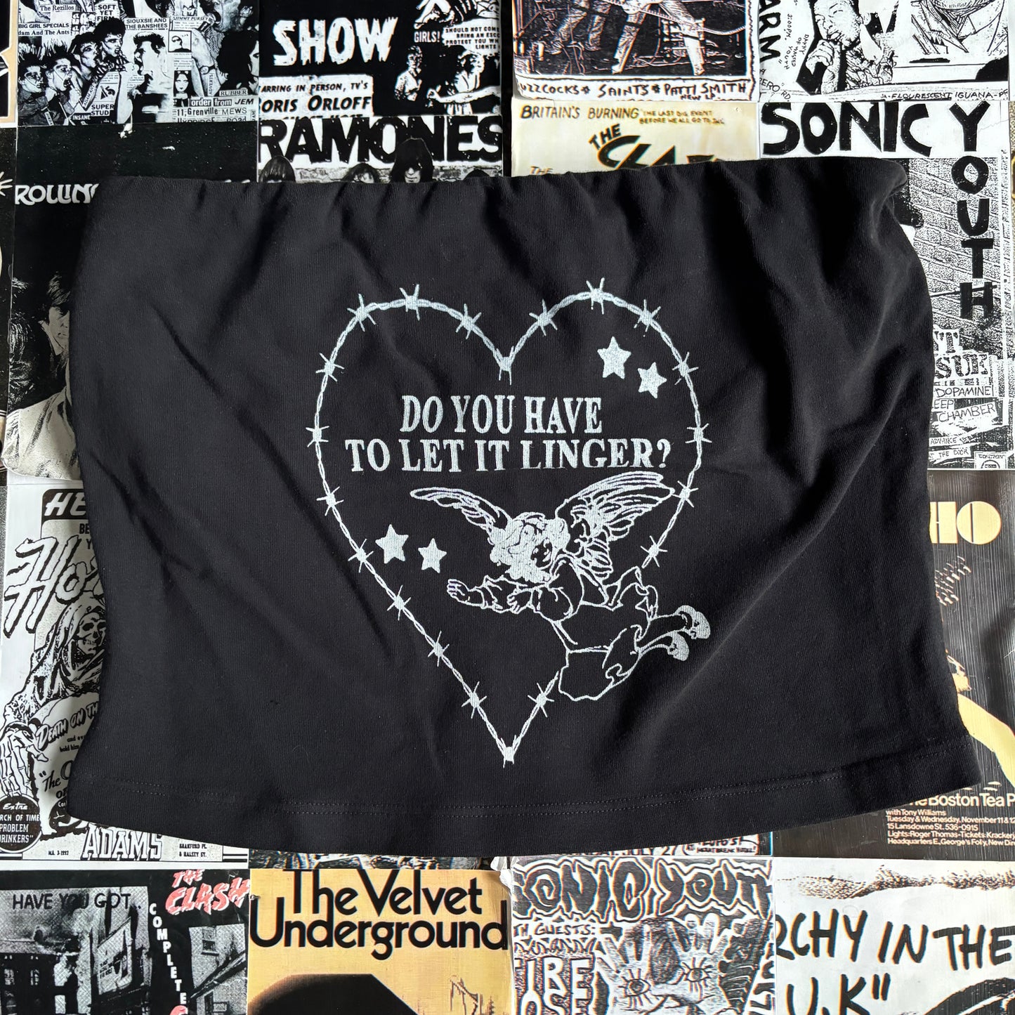 CRANBERRIES LINGER black/white tube top