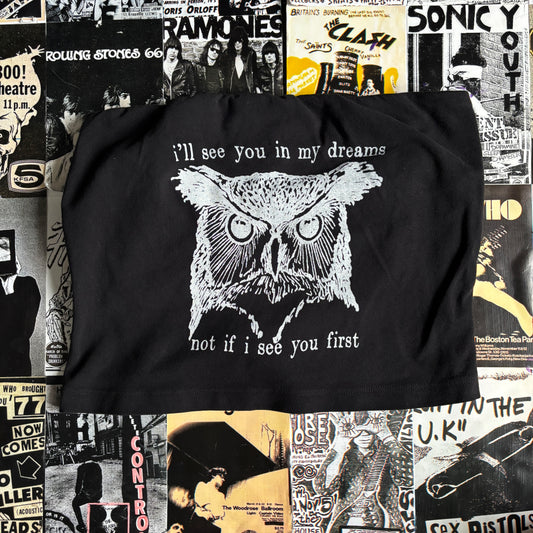 TWIN PEAKS OWL black/white tube top