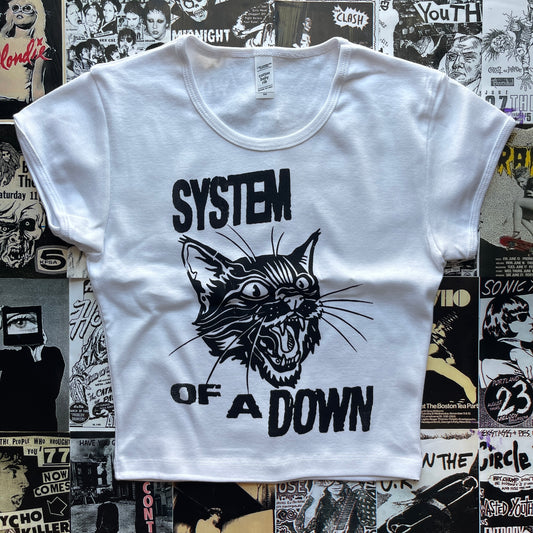 System of a down white crop baby tee