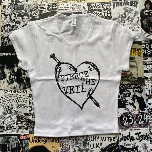 Pierce the veil white crop baby tee