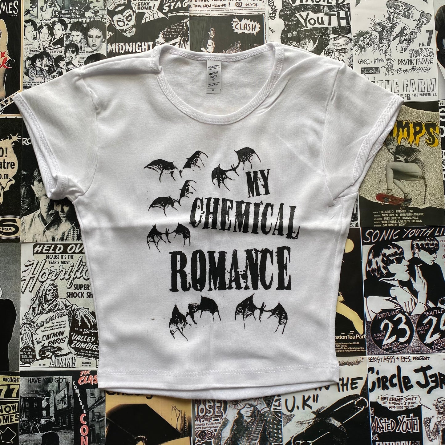 My chemical romance white crop baby tee