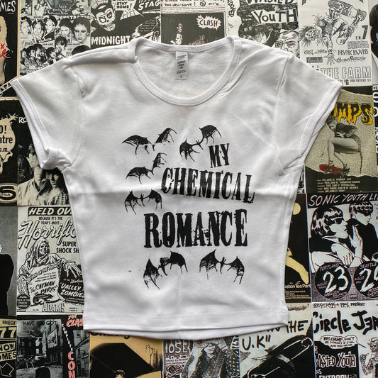 My chemical romance white crop baby tee